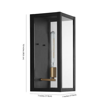 Berlin Iron/Glass Modern Industrial LED Outdoor Lantern - JONATHAN Y